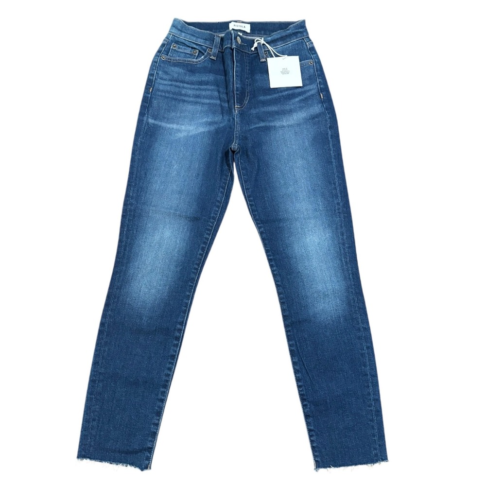 Pistola Aline Crop High Rise Skinny Jeans Frayed Hem Dark Wash Women's NWT